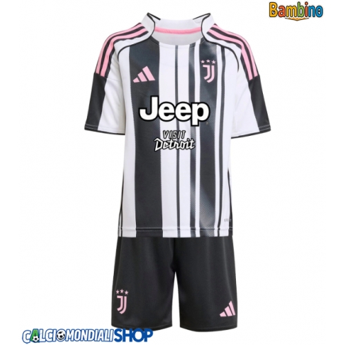 Maglie da calcio Juventus Prima Maglia Bambino 2025-26 Manica Corta + Pantaloni corti)